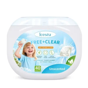 40 PCS Hypoallergenic Disposable Gel Unscented Children’s Laundry Pods for Baby Clothes and Sensitive Skin