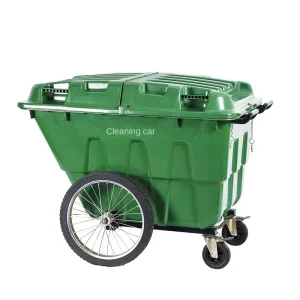 400L Four wheel Mobile Eco Friendly HDPE Garbage Cart Rolling Cover Customizable Color Logo Long Lifespan for Outdoor