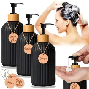 400ml 13oz Glass Shampoo Pump Bottle With Lotion Pump Head For Cosmetic Packaging Hand Sanitizer Shampoo Conditioner Liquid Soap