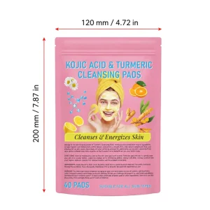 40PCS Turmeric Kojic Acid Exfoliating Cleansing Pads Gentle Face Scrub Pads for Dark Spots Even Skin Tone Custom Logo