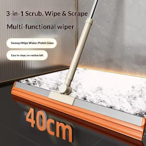 40cm Floor Squeegee with 133cm Telescopic Stainless Steel Handle 3 in 1 Magic Broom for Bathroom Window Tile Floor