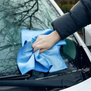 40x40cm 30x30cm 300gsm Auto Interior Glass Wiping Cloth Lightweight Fast Drying Sky Blue