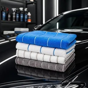 40x60cm Microfiber Cleaning Cloth 300GSM Thickened Striped Household Towel Absorbent Quick Dry Kitchen Rag with Hanging Loop