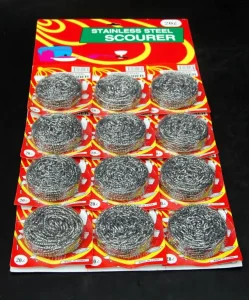410 Stainless Steel Scourer 20g pc 12pcs blister Sponges & Scouring Pads