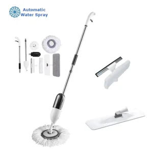 420ml Built in Water Tank Easy Trigger Sprayer Round Microfiber Spray Mop Set for Deep Floor Cleaning