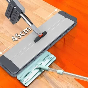 45cm Big Size Hands Free Microfiber Mop with Stainless Steel Handle Squeeze Function Reusable Low MOQ for Household Cleaning