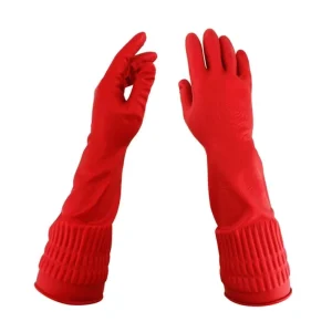 45cm Extra Long Oil and Chemical Resistant Industrial Red Laundry Kitchen Household Washing Rubber Gloves