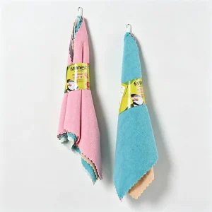 4731 5Pcs Hanging Hook Polyester Microfiber Cleaning Cloth 40*40cm 180gsm Lint Free Absorbent Kitchen Wiping Towel Bulk Pack