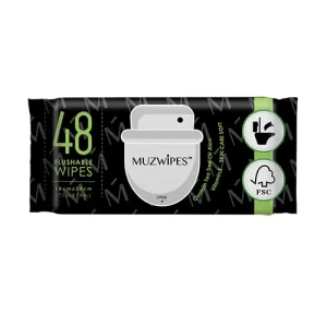 48 Sheet Unscented Pouch Flushable Toilet Cleaning Wet Wipes for Sensitive Skin