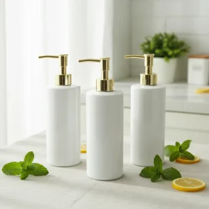 480ml White Plastic Liquid Soap Hand Sanitizer Bottle Pump Sprayer Silk Screen Printing for Body Wash Facial Cleanser Cosmetic