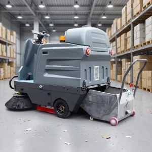 48V Battery-Powered Ride-On Floor Sweeper, Self-Propelled, 1300mm Cleaning Width
