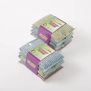 4pcs Multi-Color Soft Reusable Double-Sided Foam Scouring Pads