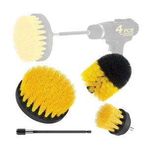 4pcs Power Scrubber Cleaning Brush with Long Attachment for Cars Households Eco Friendly Steel Handle Nylon Bristles