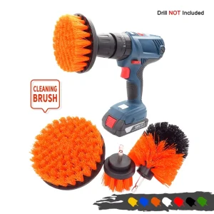 4pcs set Drill Cleaning Brushes Orange Car Wash Brushes Automotive Electric Brush Tool Sets With 150MM Extension Rod for Washing