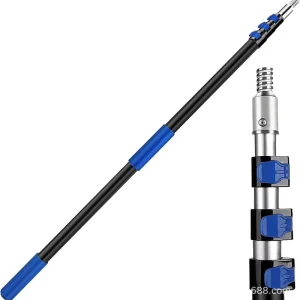 5 24ft Telescopic Extension Pole Lightweight Sturdy Aluminum Construction Multi Purpose Twist on Metal Tip for Window Cleaning