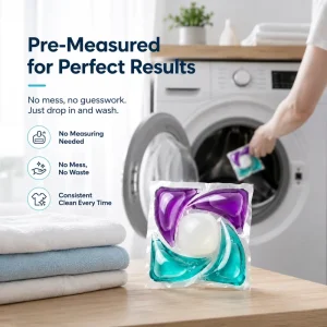 5 Chamber Laundry Pods Multi function Stain Removal Fabric Softener Color Protection High Efficiency HE Anti Bacterial