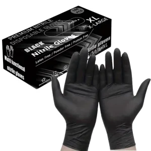 5 Mil Black Disposable Nitrile Gloves Latex Free for Mechanics, Cleaning, Cooking, and Tattooing