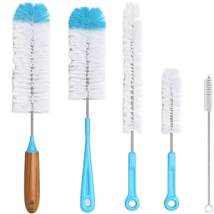 5-Piece PP Nylon Stainless Steel Long-Handle Baby Bottle Cleaning Brush Set for Narrow-Mouth Bottles and Sports Water Bottles
