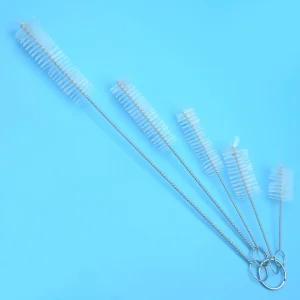 5-Piece Stainless Steel Aquarium Cleaning Brush Set with Nylon Bristles for Straws, Pipes, and Glass Bottles