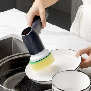 5 Replaceable Brush Heads Handheld Electric Rotating Scrubber Cleaning Brush for Kitchen and Bathroom Cleaning Household Use