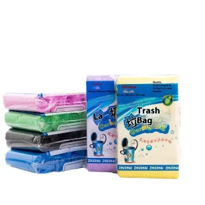 5-Roll Pack PE Thickened Flat-Mouth Garbage Bags with Colorful Point Breaks