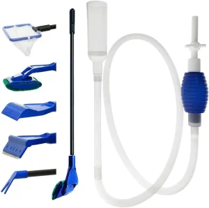 5 in 1 Aquarium Cleaning Tools Telescopic Fish Tank Cleaner Kit Multifunctional Long Handle Fish Tank Accessories