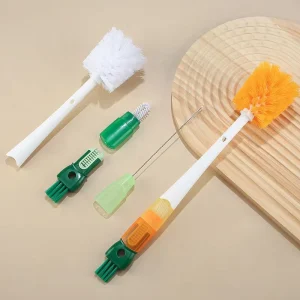 5-in-1 Baby Bottle, Nipple, Straw, Pacifier, and Sponge Cleaning Brush Set