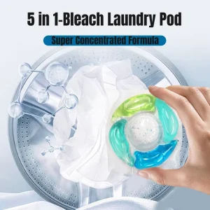 5 in 1 Eco-Friendly Water-Soluble Laundry Detergent Pods with Tough Stain Removal Gel
