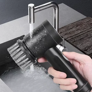 5 in 1 Electric Spin Scrubber Rechargeable Wireless Handheld Kitchen Sink Cleaner Portable Dish Scrubber Electric Cleaning Brush