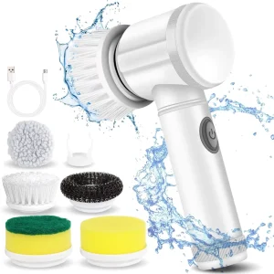 5-in-1 Handheld Electric Spin Scrubber with USB Charging for Kitchen, Windows and Sinks