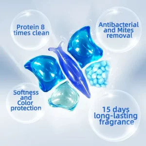 5-in-1 Hypoallergenic Fruit Fragrance 12g Laundry Beads Washing Pods Capsule Manufacturer Stain Removal Multipurpose Cleaning Pods