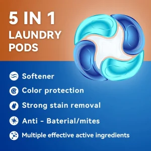 5-in-1 Laundry Pods Natural Organic Household Laundry Pods Long-Lasting Scent Color Protection