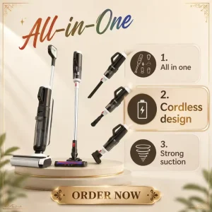 5 in 1 Portable Household Wet Dry Vacuum Cleaner Cordless Battery Upright Brushless Motor HEPA for Household Car Hotel Use