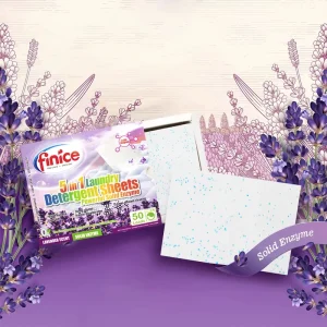 50-Sheet Disposable White Lavender-Scented Laundry Detergent Strips with Active Enzyme and Low Foam