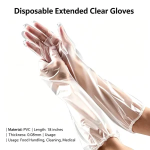 50 cm Disposable Extended CPE Safety Gloves, Thickened Waterproof Oil-Resistant Full-Arm Household Gloves