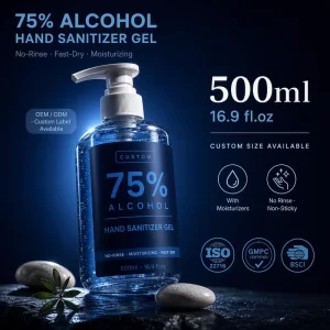 500ml Hand Sanitizer Gel Alcohol Waterless Antibacterial Pump Bottle 50% 80% Active Ingredients 3 Year Shelf Life OEM ODM