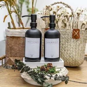 500ml Matte Black Glass Soap Dispenser Hand Liquid 304 Stainless Steel Soap Dispenser Bottle 2 Pack Hand Dish Sanitizer