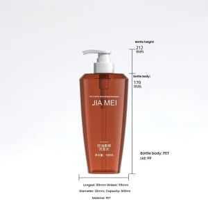 500ml PET Hand Sanitizer & Shower Gel Bottle Lotion & Face Cream Packaging with Lotion Pump Rhombus Shape Amber Color