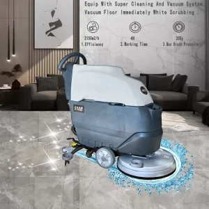 510B Electric Walk-Behind Rubber Timber Waterstone Dance Floor Cleaning Machine for Concrete Laminate Floors, 50L Solution