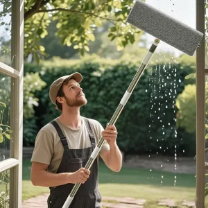 52.9 inch Glass Cleaner with Wiper and Scrubber Wet & Dry Use for Windows Bathroom Mirrors Tall Cabinets Cars