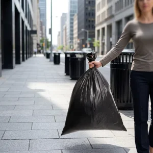 55-60 Gallon 1.5 mil 38×60 inch Black HDPE LDPE Plastic Trash Bag