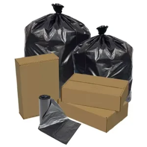 55-Gallon 36″ x 58″ Heavy Duty 1.5 Mil Black PE Trash Bags with Square Bottom