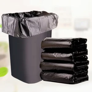 55 Gallon Heavy Duty PE Large Black Plastic Heat Seal Trash Bags for Lawn and Leaf Cleanup