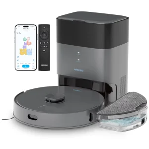 5500Pa Ultrasonic Carpet and Pet Area Robot Vacuum Cleaner with Laser Navigation, Self-Emptying, Auto-Recharge, and Water Mop
