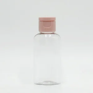 55ml Round Clear Plastic Material Portable Hand Sanitizer Bottle Lotion Pump Shampoo Bottle with Flip Top Cap