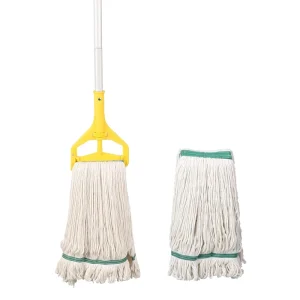 59 Inch Loop End Line Mop Heavy Duty Commercial Industrial Mop with Extra Replacement Mop Heads
