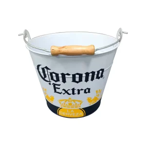 5L Galvanized Metal Ice Bucket Tin with Wooden Handle Metal Beer Ice Bucket