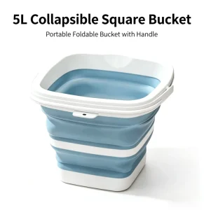5L Plastic Portable Collapsible Square Foldable Waterproof Bucket with Handle Durable Space Saving Home Outdoor