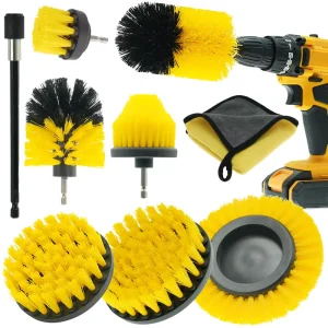 5PCS Yellow Wheel Brushes Drill Cleaning Scrubber for Bathroom Household Cleaning DIY Bristle Nylon Plastic