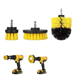 5PCS Yellow Wheel Brushes Drill Cleaning Scrubber for Bathroom Household Cleaning DIY Grade Made of Bristle Nylon Plastic
